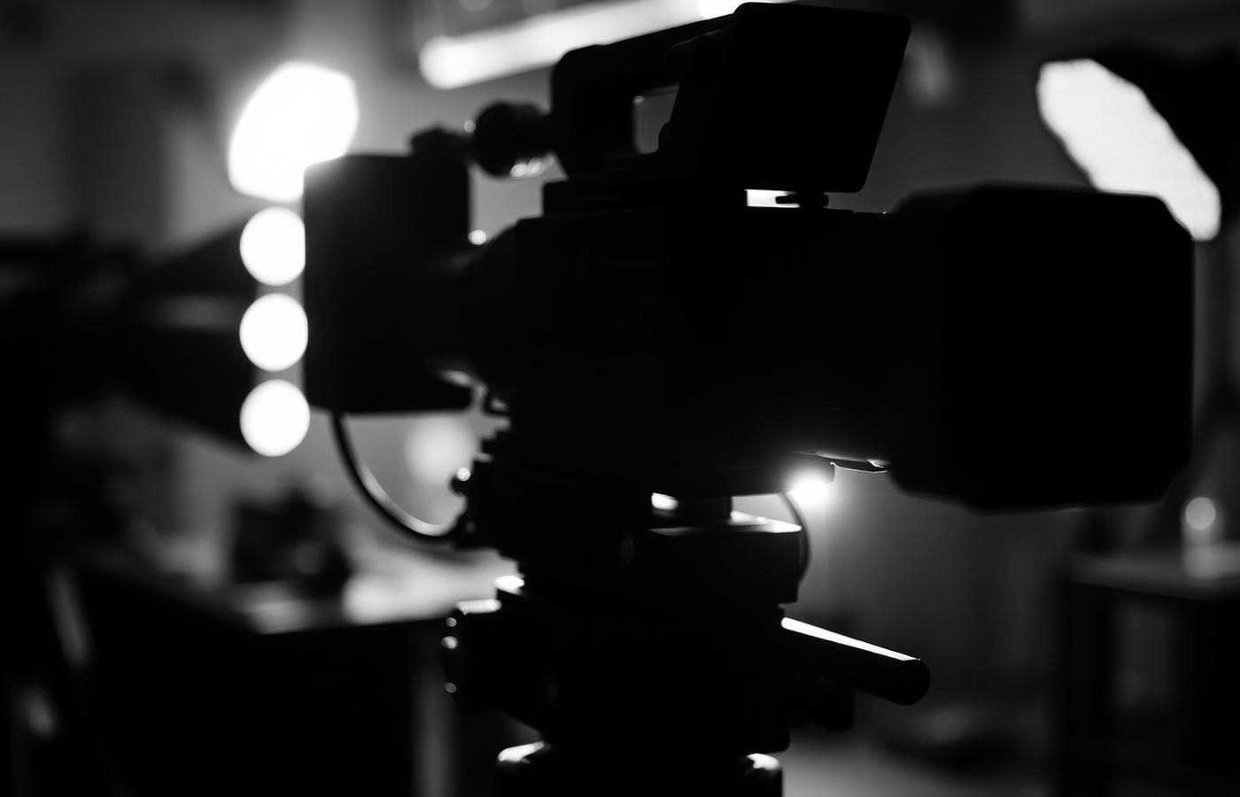 Professional cinema camera on set